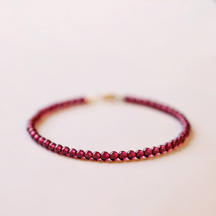 Buddha Stones 3mm Natural Small Garnet Ultra-Thin Beads Protection Bracelet - 3mm Round Beads - 16cm - image 0