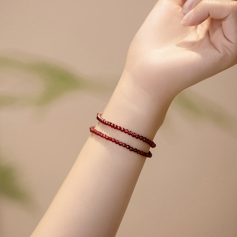 Buddha Stones 3mm Natural Small Garnet Ultra-Thin Beads Protection Bracelet - image 9