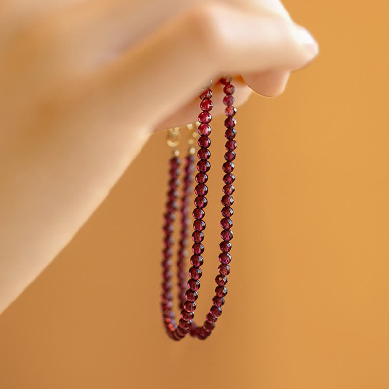 Buddha Stones 3mm Natural Small Garnet Ultra-Thin Beads Protection Bracelet - image 11