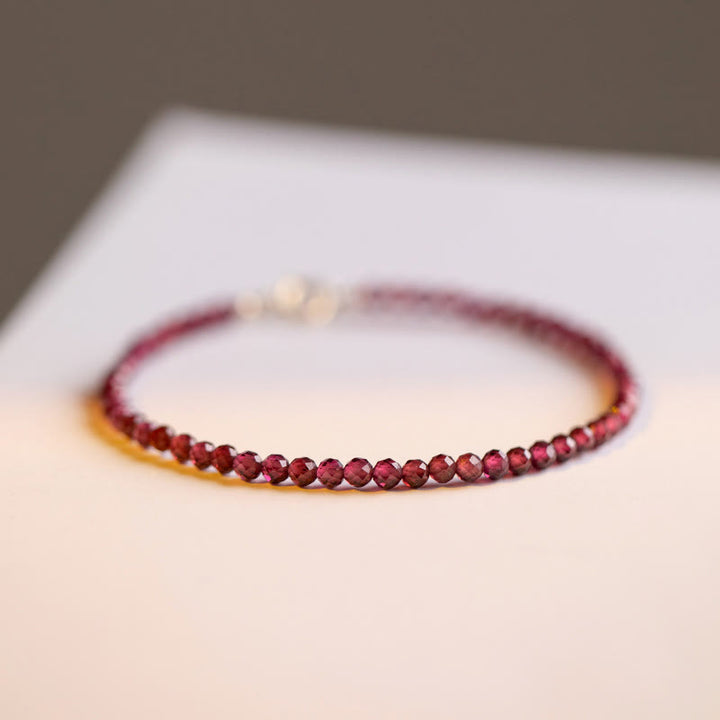 Buddha Stones 3mm Natural Small Garnet Ultra-Thin Beads Protection Bracelet - image 8