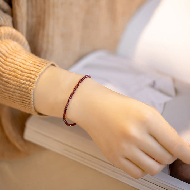 Buddha Stones 3mm Natural Small Garnet Ultra-Thin Beads Protection Bracelet - image 10