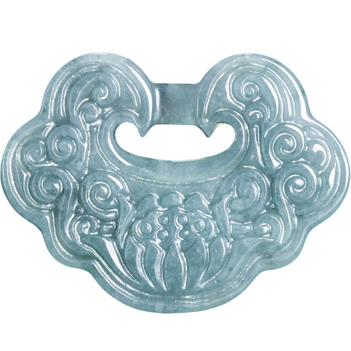 Buddha Stones Lotus Carved Jade Ruyi Abundance Prosperity Abundance Necklace Pendant - image 7