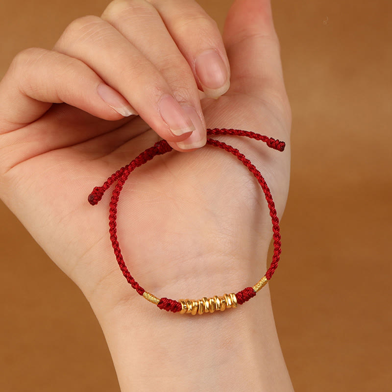Buddha Stones 999 Gold Small Pieces String Protection Luck Ultra-Thin Braided Bracelet - image 8