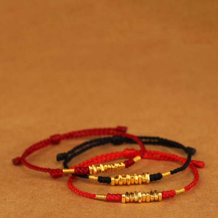 Buddha Stones 999 Gold Small Pieces String Protection Luck Ultra-Thin Braided Bracelet - image 16