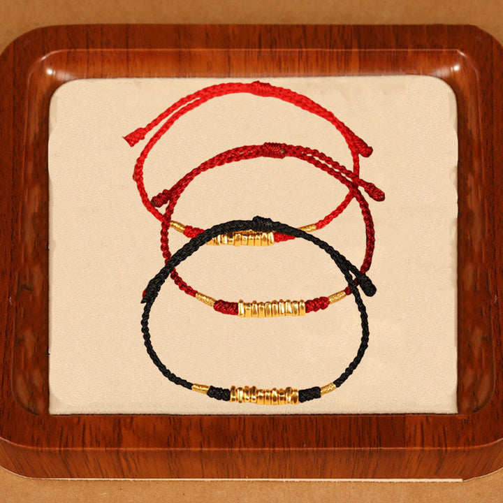 Buddha Stones 999 Gold Small Pieces String Protection Luck Ultra-Thin Braided Bracelet - image 17