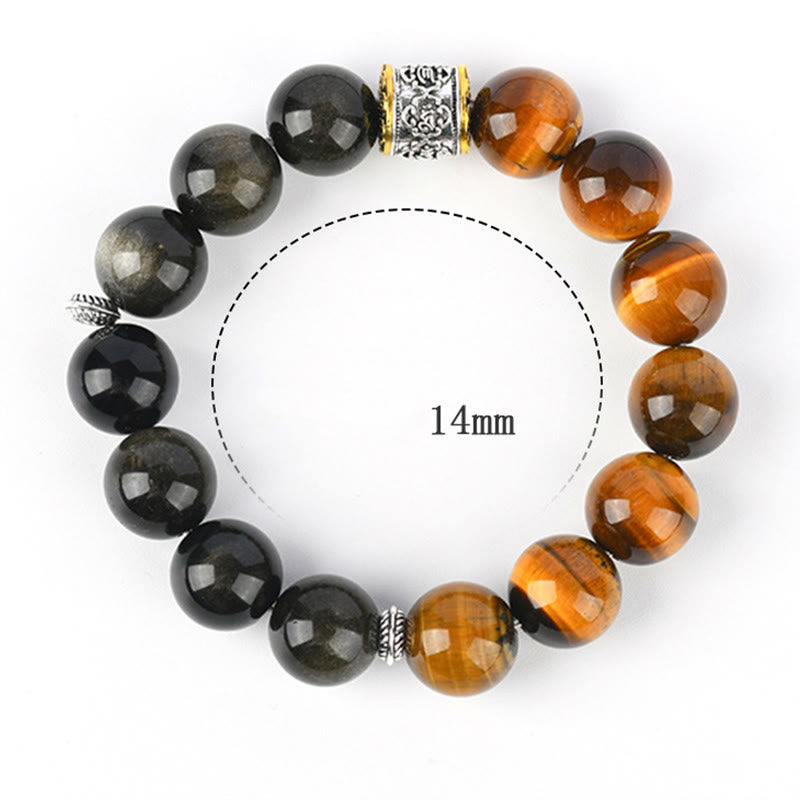 Buddha Stones Tiger Eye Gold Sheen Obsidian Om Mani Padme Hum Bracelet - image 8