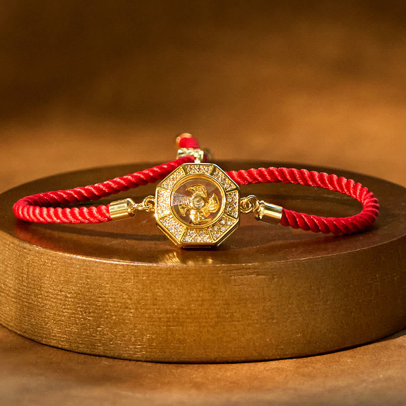 Buddha Stones Copper Brass Rotatable Windmill Feng Sheng Shui Qi Red String Faith Braided Bracelet - Copper Brass Red String Windmill(Adjustable) - image 0