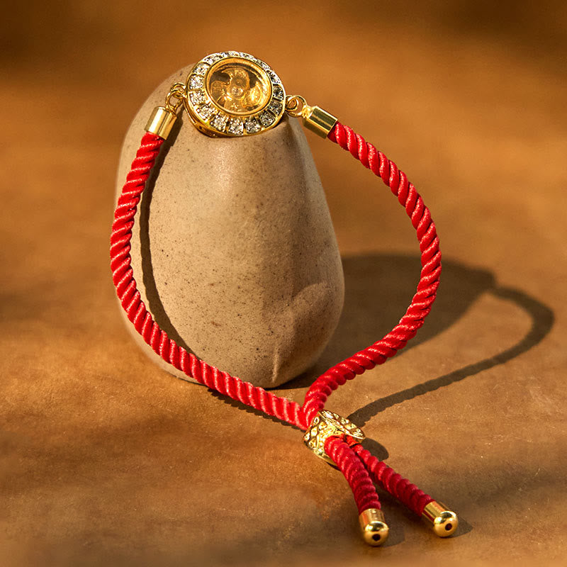 Buddha Stones Copper Brass Feng Sheng Shui Qi Rotatable Windmill  Red String Faith Braided Bracelet - image 1