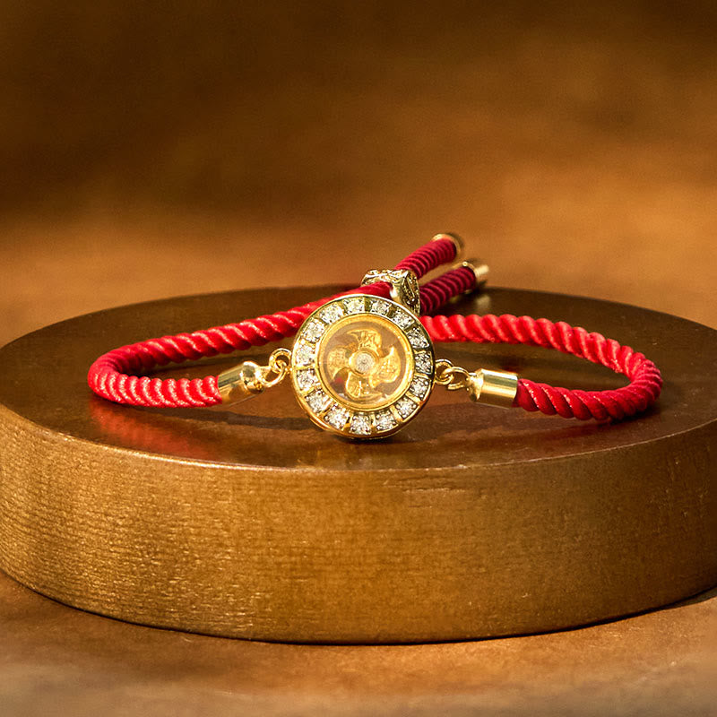 Buddha Stones Copper Brass Feng Sheng Shui Qi Rotatable Windmill  Red String Faith Braided Bracelet - Copper Brass Red String Windmill(Adjustable) - image 0
