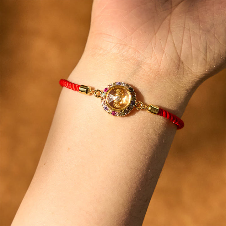 Buddha Stones Copper Brass Color Rotatable Windmill Feng Sheng Shui Qi Fu Red String Faith Braided Bracelet - image 4