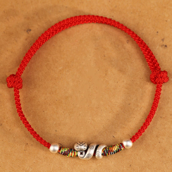 Buddha Stones Red String 999 Sterling Silver Year Of The Snake Anklet - image 4