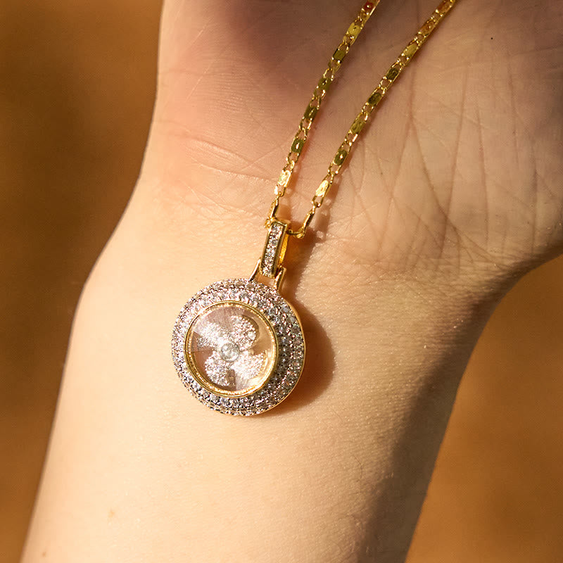 Buddha Stones Gold plated Copper Brass Rotatable Windmill Fu Balance Necklace Pendant - image 3