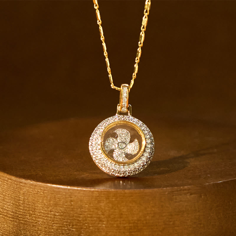 Buddha Stones Gold plated Copper Brass Rotatable Windmill Fu Balance Necklace Pendant - image 1