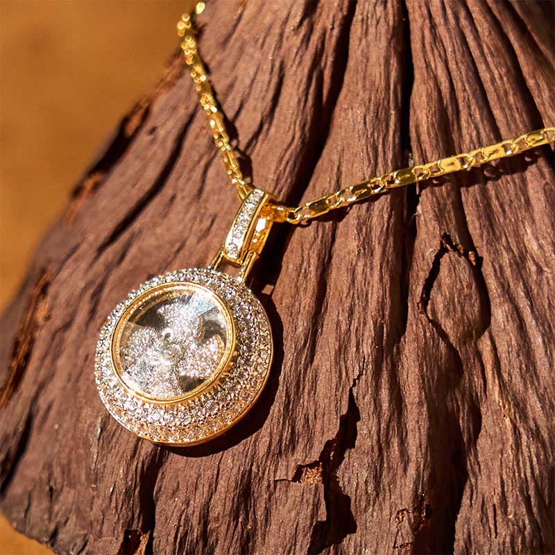 Buddha Stones Gold plated Copper Brass Rotatable Windmill Fu Balance Necklace Pendant - image 4