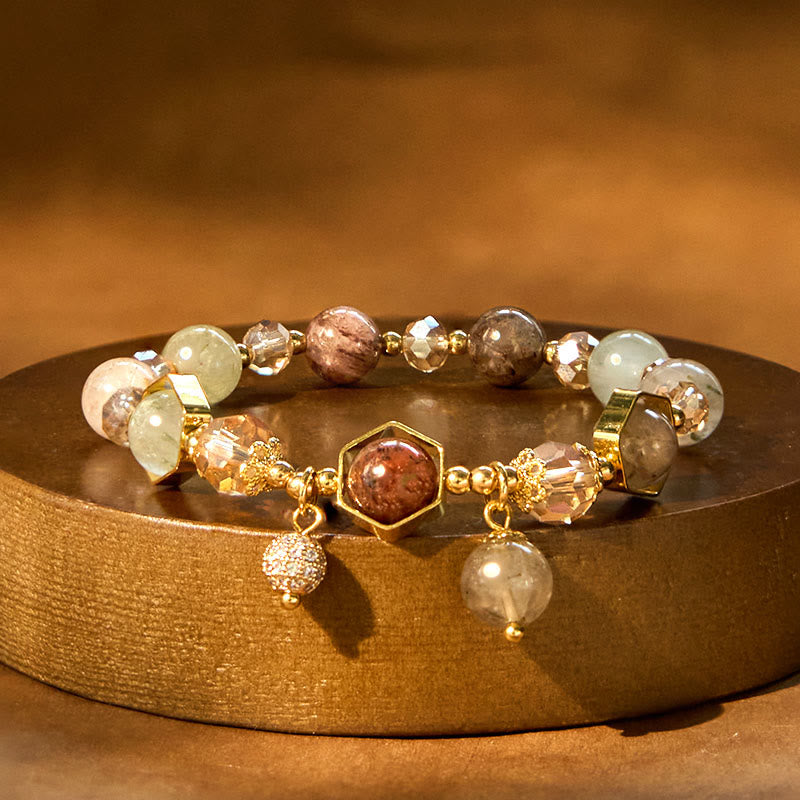 Buddha Stones Natural Colored Rutilated Quartz Amethyst Protection Bracelet - Rutilated Quartz (Wrist Circumference:15-16cm) - image 0