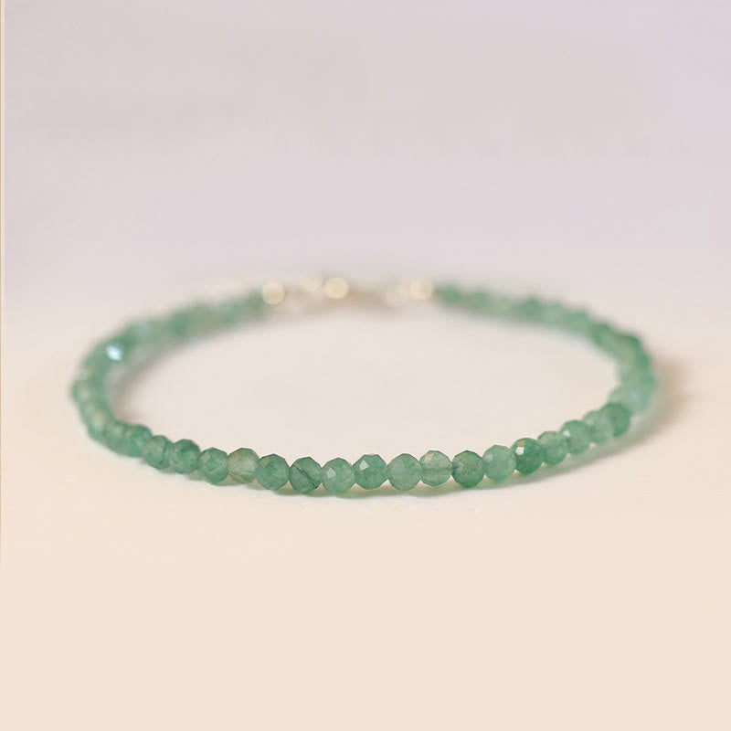 Buddha Stones 3mm Small Green Aventurine Ultra-Thin Beads Luck Bracelet - 3mm Polygonal Beads - 16cm - image 0