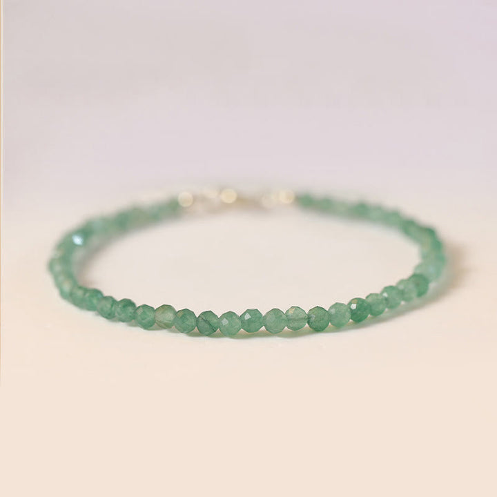 Buddha Stones 3mm Small Green Aventurine Ultra-Thin Beads Luck Bracelet - 3mm Polygonal Beads - 16cm - image 0