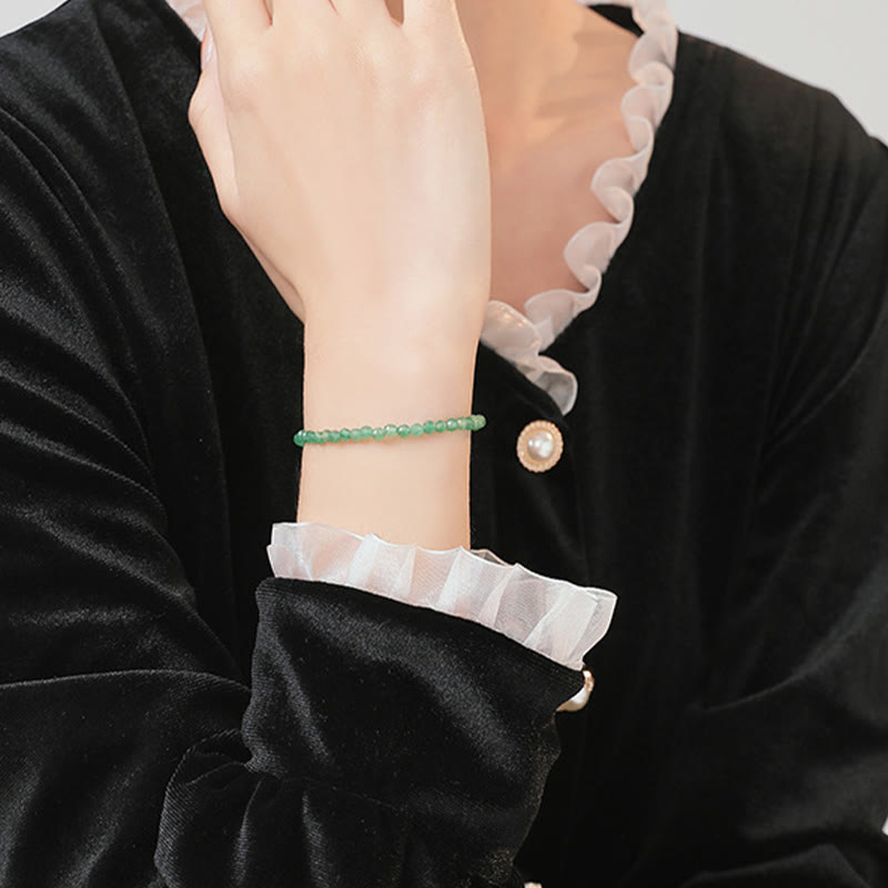 Buddha Stones 3mm Small Green Aventurine Ultra-Thin Beads Luck Bracelet - image 10