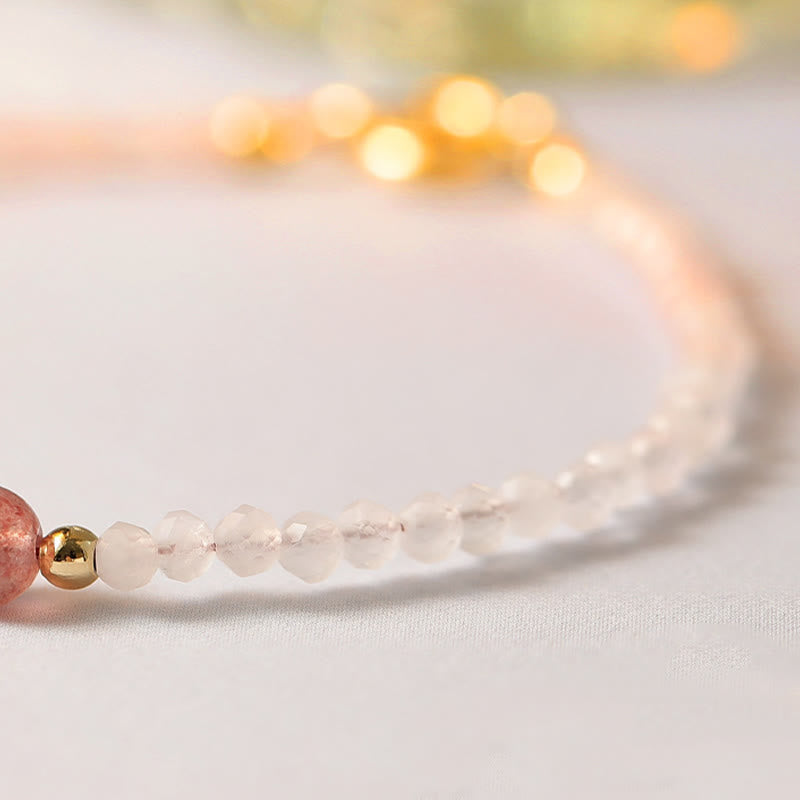Buddha Stones 2mm Rose Quartz Garnet Strawberry Quartz Ultra-Thin Beads Healing Energy Bracelet - image 10