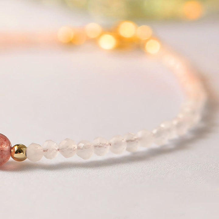 Buddha Stones 2mm Rose Quartz Garnet Strawberry Quartz Ultra-Thin Beads Healing Energy Bracelet - image 10