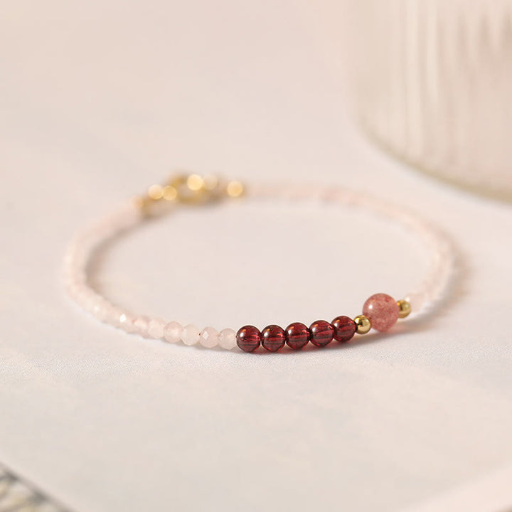 Buddha Stones 2mm Rose Quartz Garnet Strawberry Quartz Ultra-Thin Beads Healing Energy Bracelet - image 7