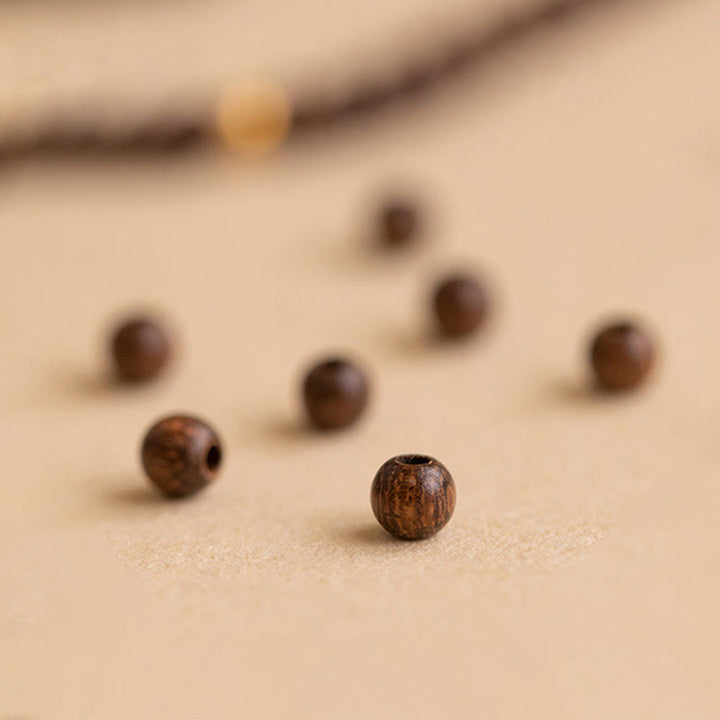 Buddha Stones 4mm Ultra-thin Sandalwood 14K Gold Plated Copper Beads Protection Bracelet - image 10