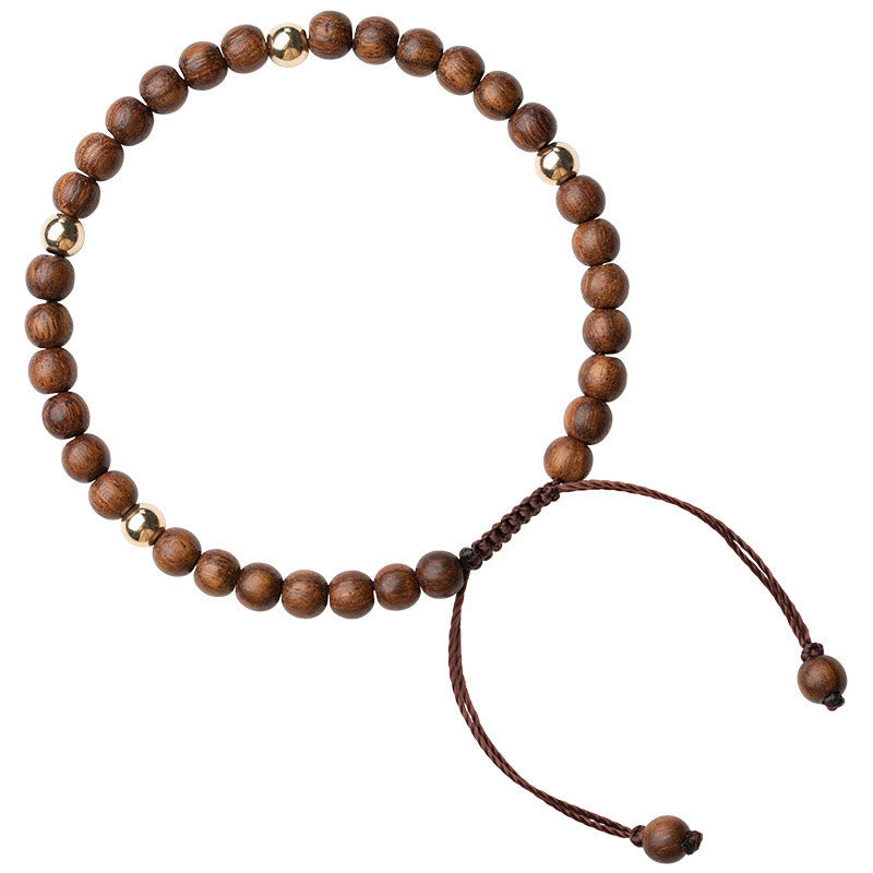 Buddha Stones 4mm Ultra-thin Sandalwood 14K Gold Plated Copper Beads Protection Bracelet - image 12