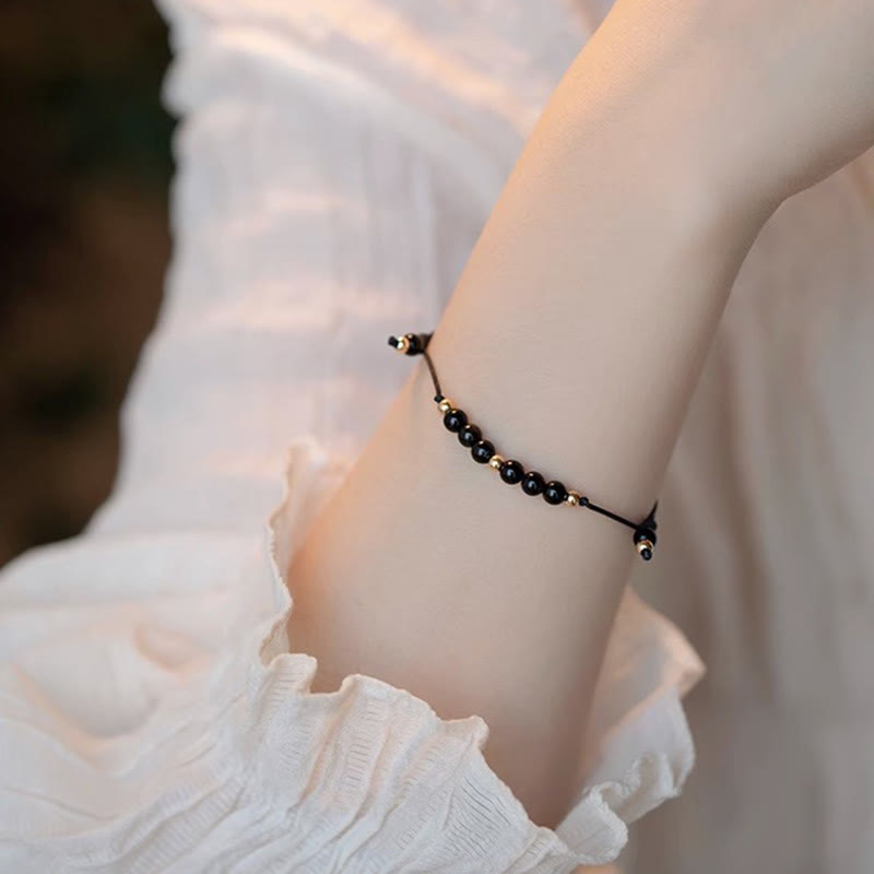 Buddha Stones Smoky Quartz Black Obsidian Ultra-thin Beads Success Bracelet - image 7