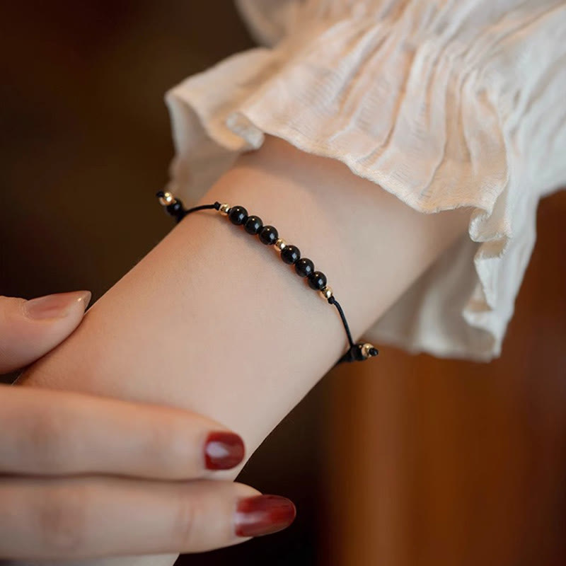 Buddha Stones Smoky Quartz Black Obsidian Ultra-thin Beads Success Bracelet - image 9