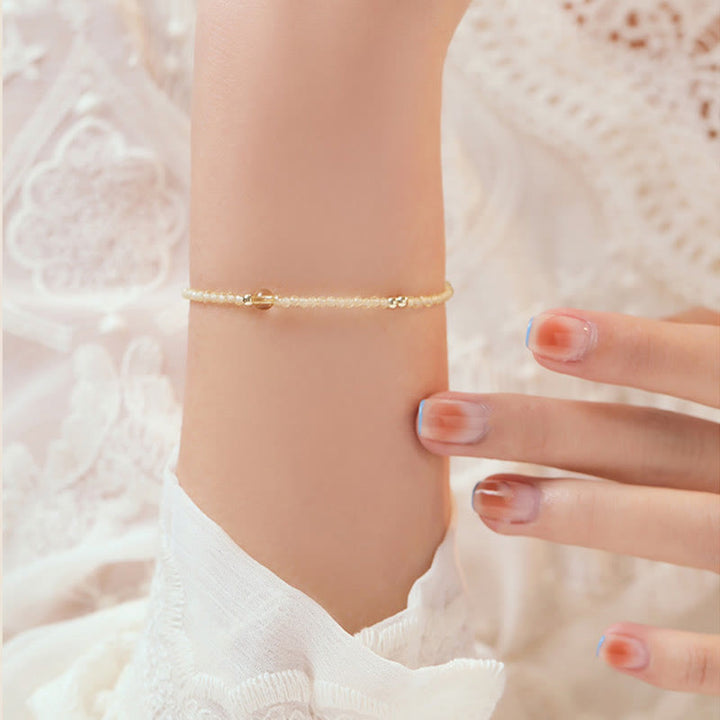 Buddha Stones 2mm Ultra-thin Citrine 14K Gold Plated Copper Beads Protection Bracelet - image 9