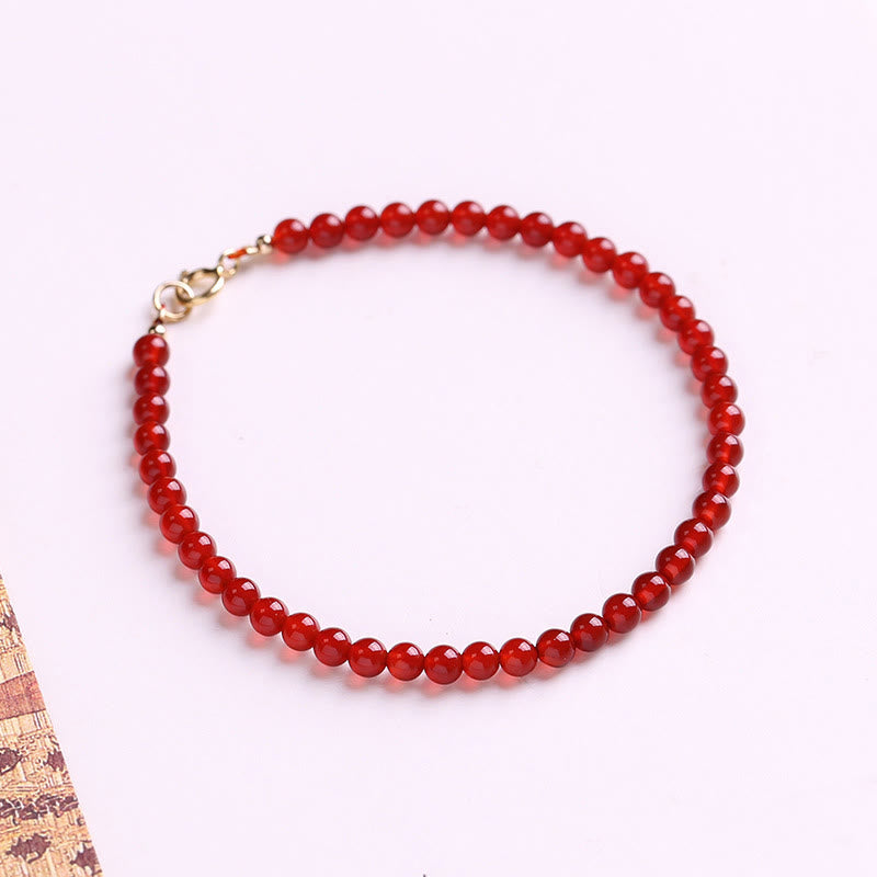 Buddha Stones Small Red Agate Ultra-thin Beads Calm Bracelet - 3mm Red Agate - 16cm - image 7