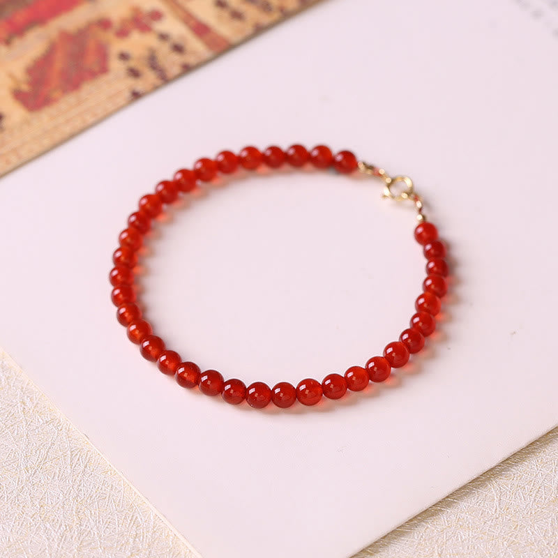 Buddha Stones Small Red Agate Ultra-thin Beads Calm Bracelet - image 1