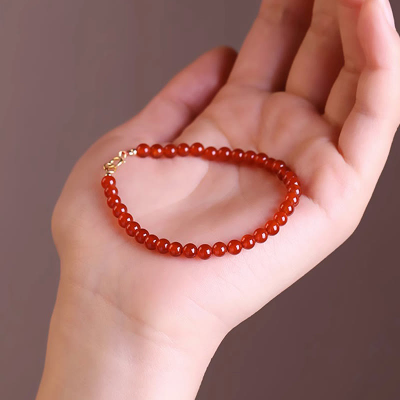 Buddha Stones Small Red Agate Ultra-thin Beads Calm Bracelet - image 3
