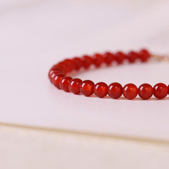 Buddha Stones Small Red Agate Ultra-thin Beads Calm Bracelet - image 2