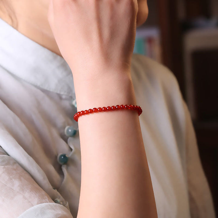 Buddha Stones Small Red Agate Ultra-thin Beads Calm Bracelet - image 4