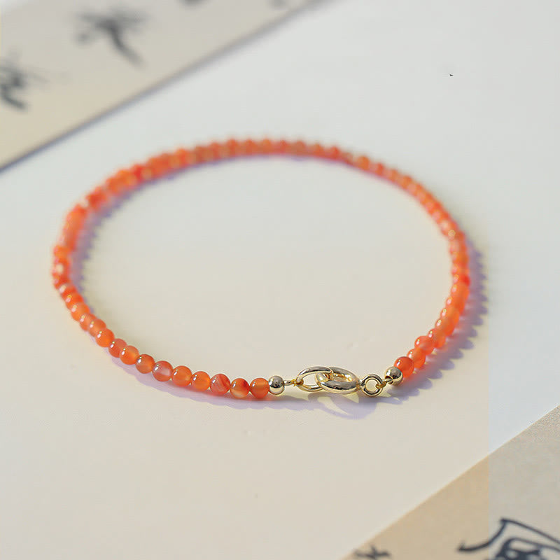 Buddha Stones Natural Cherry Persimmon Red Agate Ultra-thin Beads Confidence Bracelet - image 2