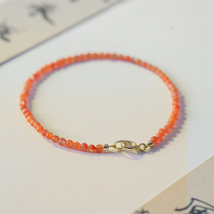 Buddha Stones Natural Cherry Persimmon Red Agate Ultra-thin Beads Confidence Bracelet - image 2