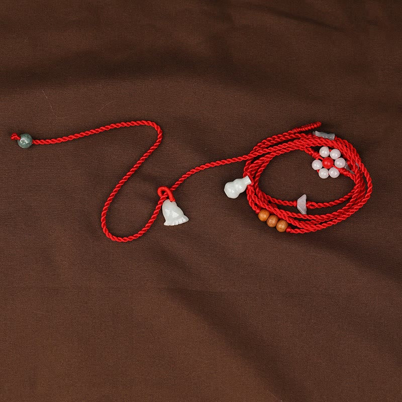 Buddha Stones Chinese Zodiac Peach Wood Blessing Red String Belly Chain - Foot and Gourd - image 13