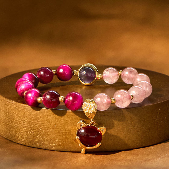 Buddha Stones Natural Strawberry Quartz Pixiu Love Bracelet - image 7