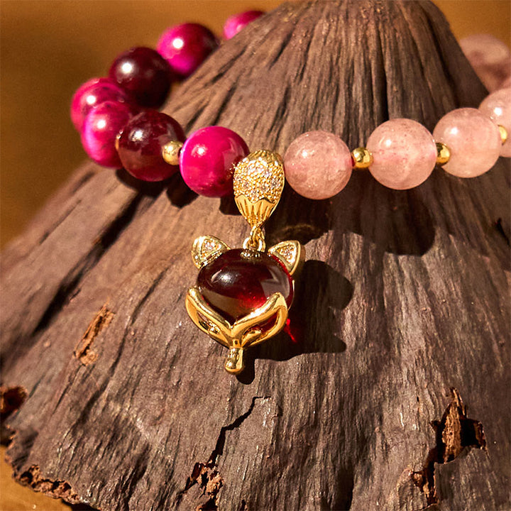 Buddha Stones Natural Strawberry Quartz Pixiu Love Bracelet - image 5