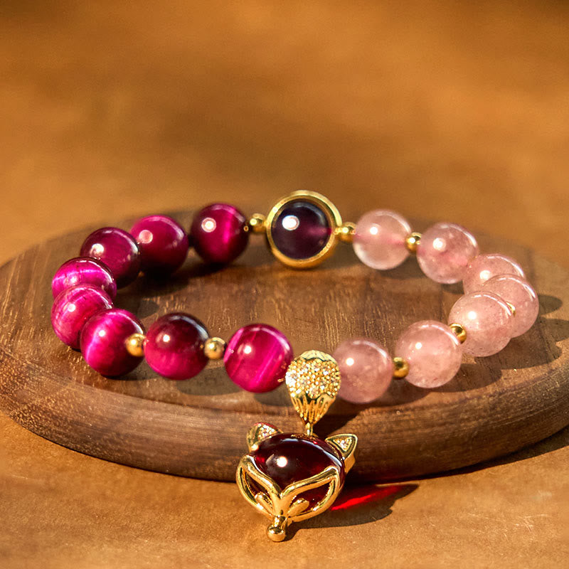 Buddha Stones Natural Strawberry Quartz Pixiu Love Bracelet - image 4