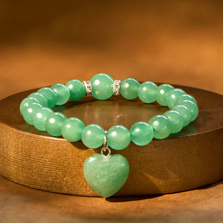 Buddha Stones Various Crystal Green Aventurine Love Heart Balance Bracelet - image 2