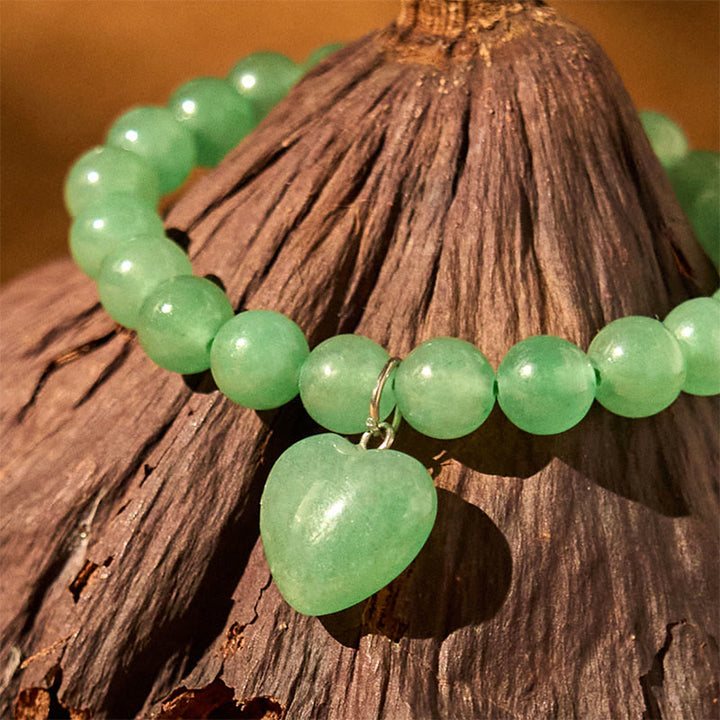 Buddha Stones Various Crystal Green Aventurine Love Heart Balance Bracelet - image 4