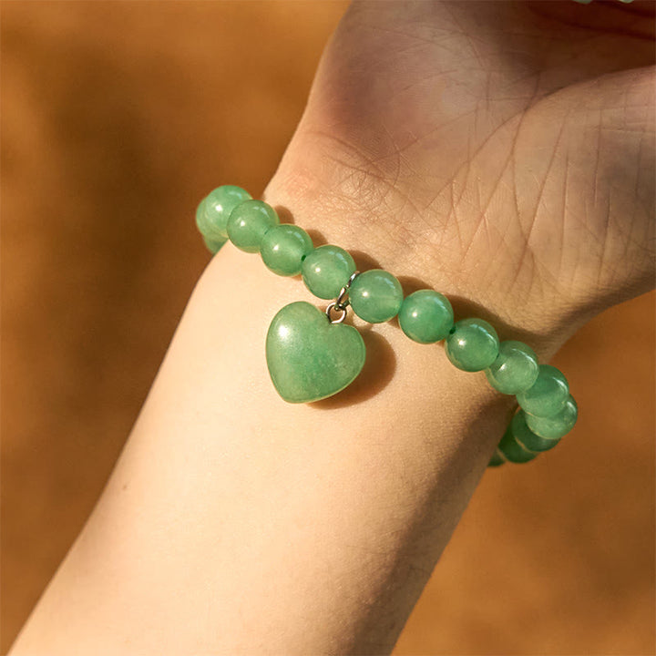 Buddha Stones Various Crystal Green Aventurine Love Heart Balance Bracelet - image 5