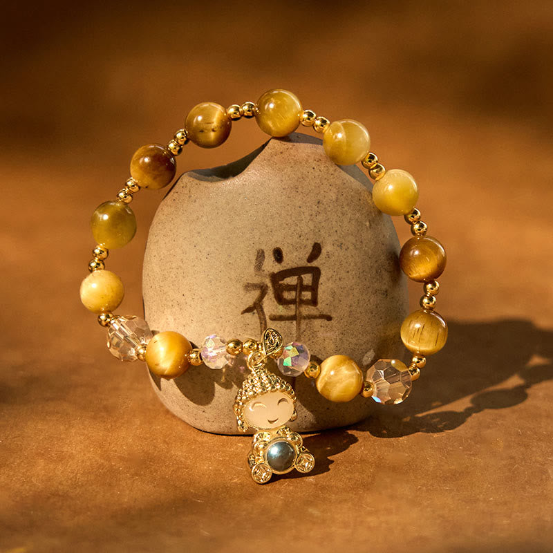 Buddha Stones Yellow Tiger Eye Meditation Buddha Protection Bracelet - image 9