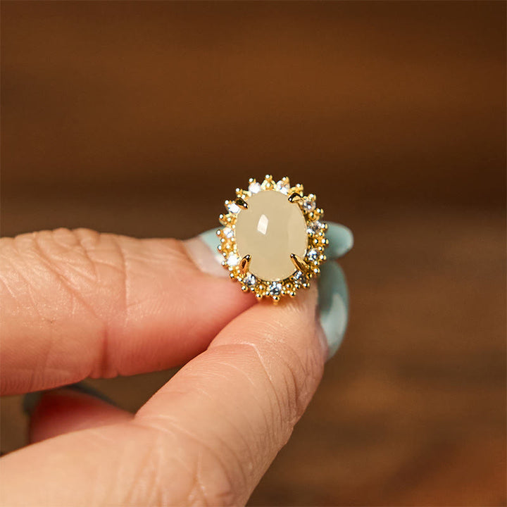 Buddha Stones Natural Hetian Jade Egg Copper Prosperity Earrings - image 8