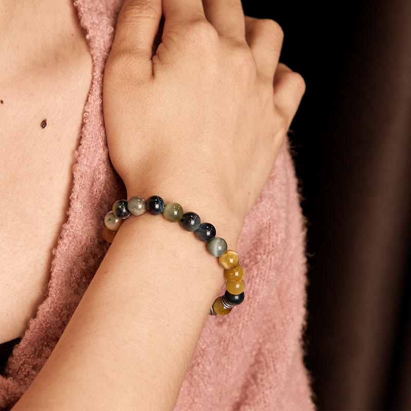 Buddha Stones Blue Green Red Tiger Eye Buddha Head Balance Bracelet - image 26