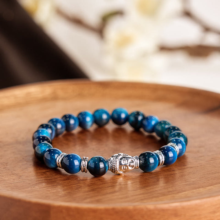 Buddha Stones Blue Green Red Tiger Eye Buddha Head Balance Bracelet - image 13