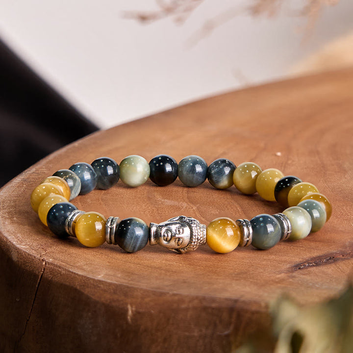 Buddha Stones Blue Green Red Tiger Eye Buddha Head Balance Bracelet - image 24