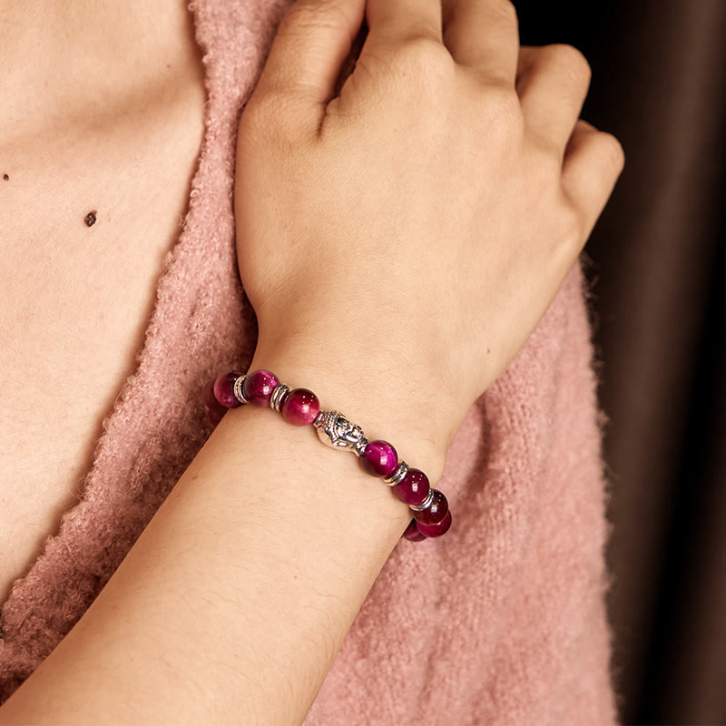 Buddha Stones Blue Green Red Tiger Eye Buddha Head Balance Bracelet - image 33